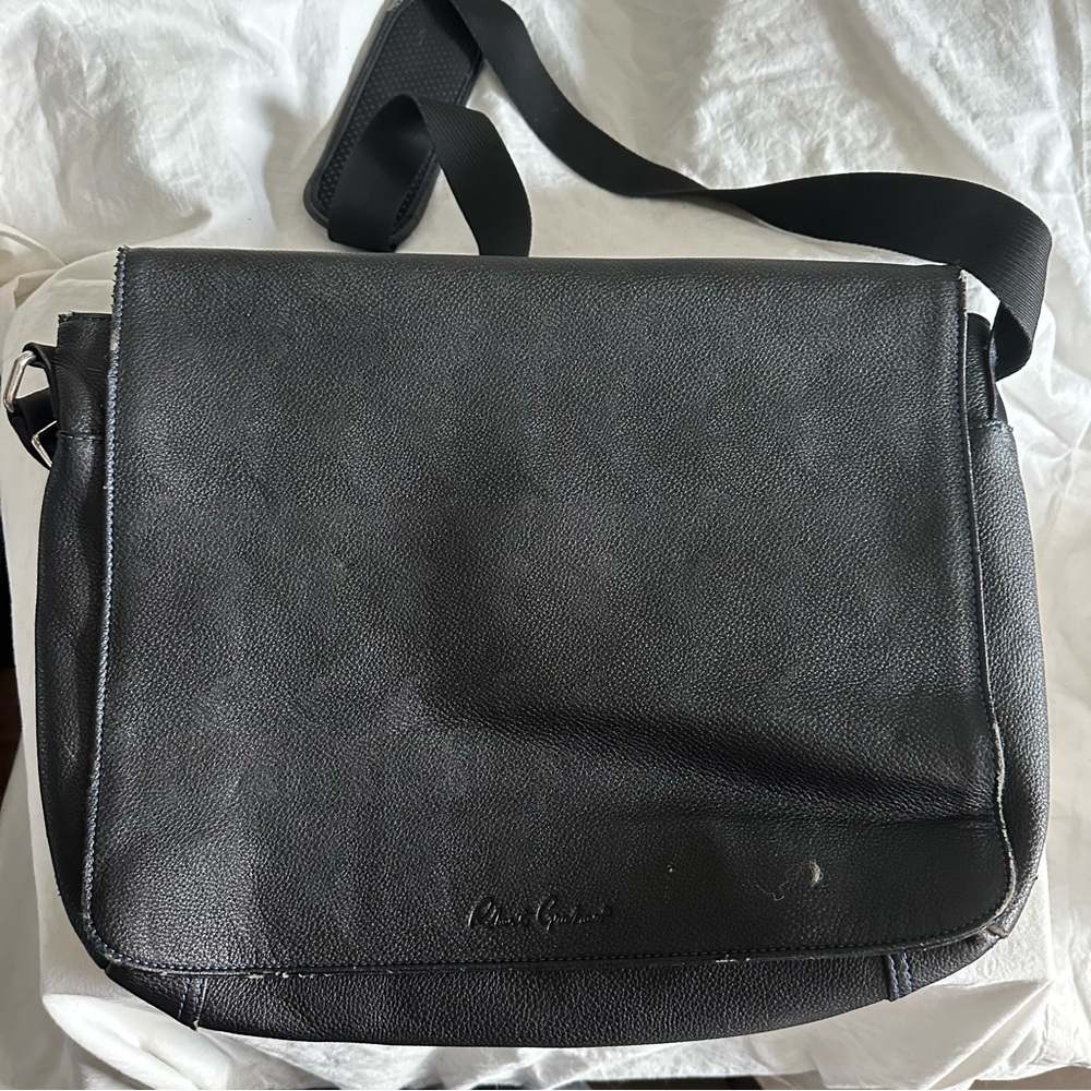 Used Robert Graham black leather messenger bag